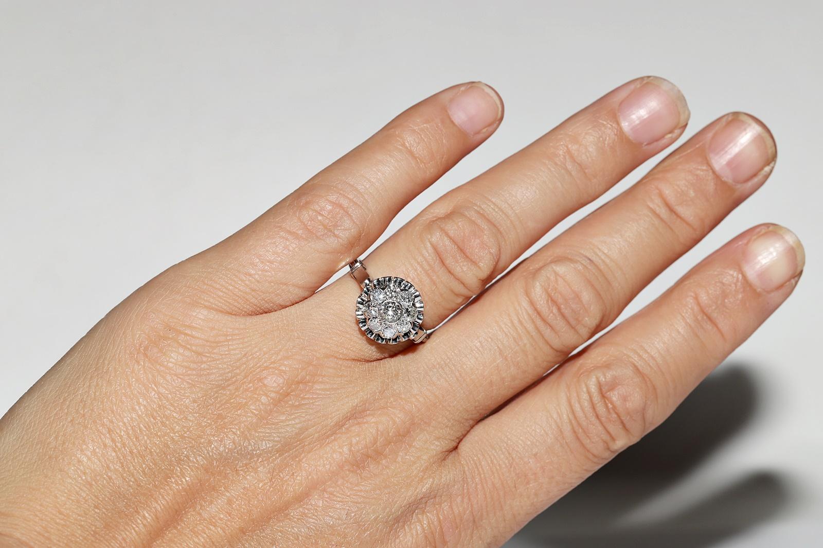 Handgefertigter Platinring mit natürlichem Diamant-Dekor, Vintage, ca. 1970er Jahre im Angebot 9