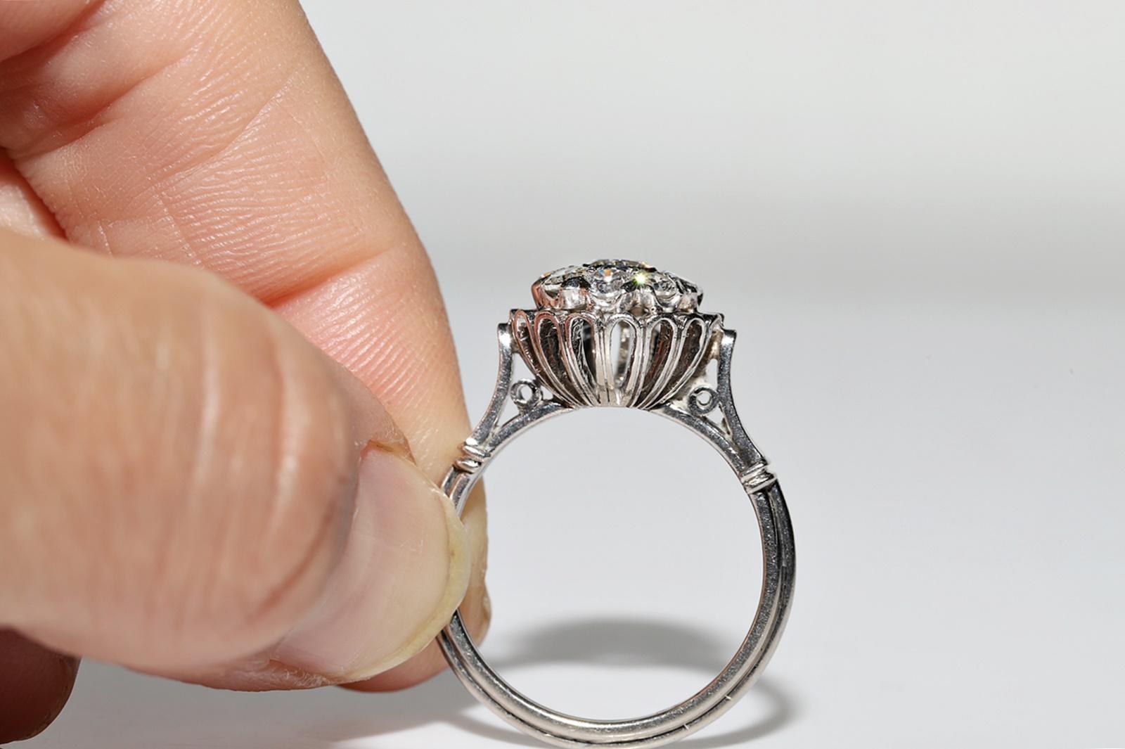 Handgefertigter Platinring mit natürlichem Diamant-Dekor, Vintage, ca. 1970er Jahre im Angebot 10