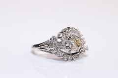 Vintage Circa 1970s Handcrafted Platinum Natural Diamond Decorated Ring