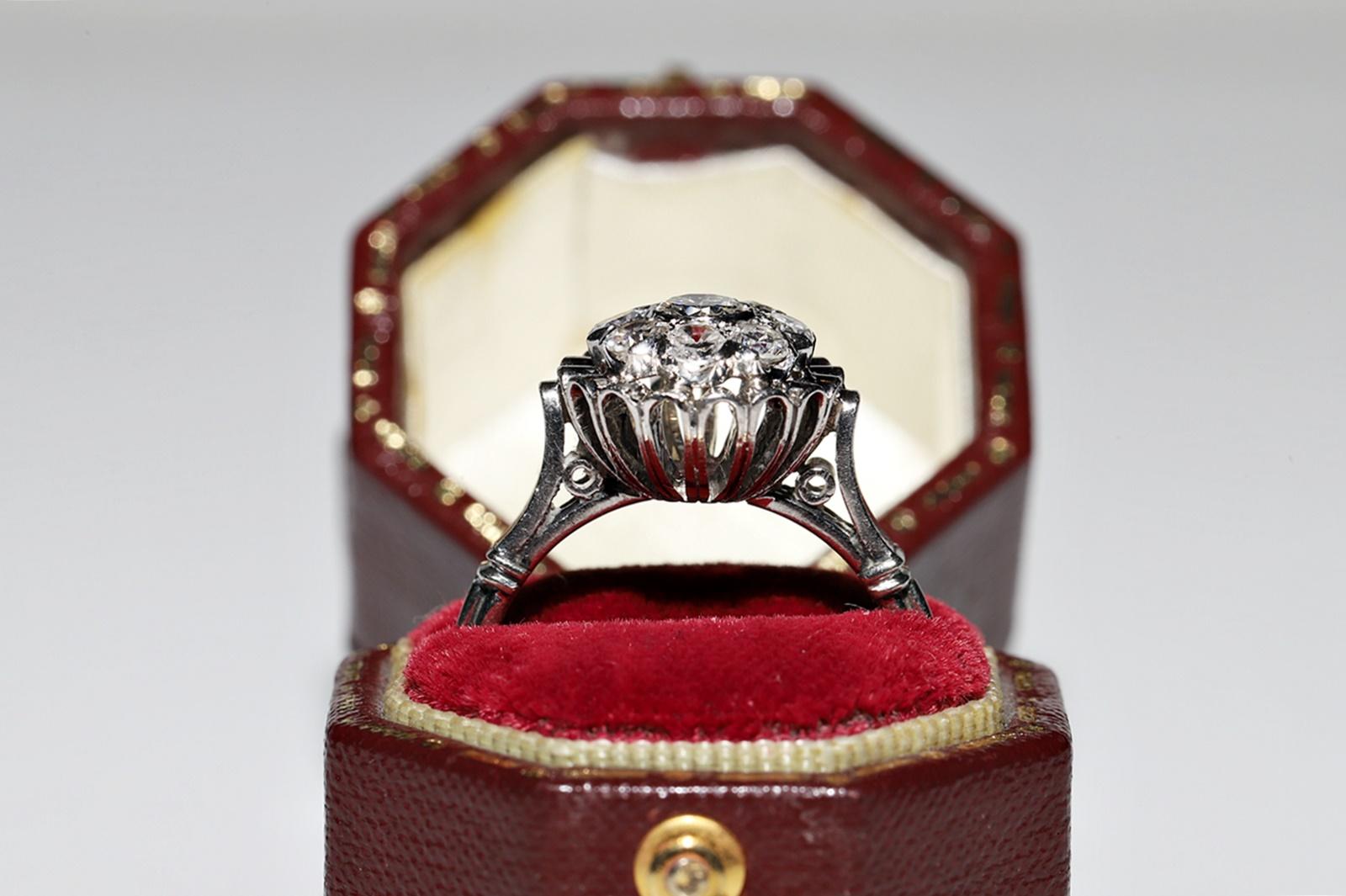 Handgefertigter Platinring mit natürlichem Diamant-Dekor, Vintage, ca. 1970er Jahre (Retro) im Angebot