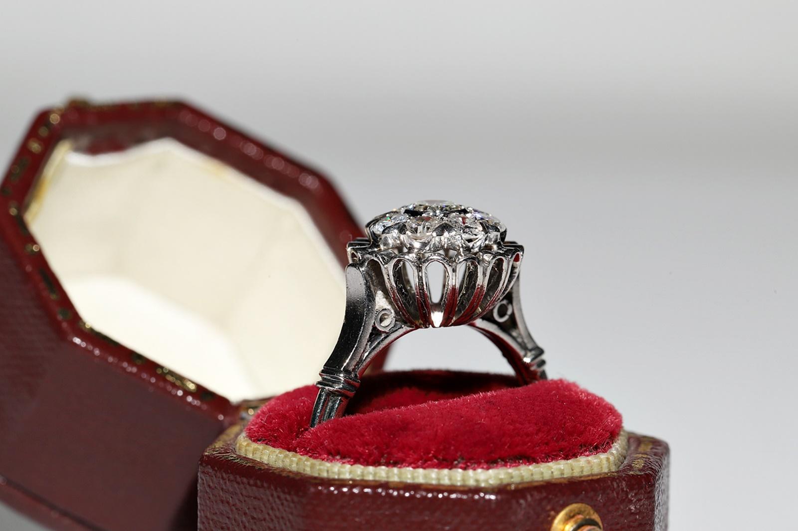 Handgefertigter Platinring mit natürlichem Diamant-Dekor, Vintage, ca. 1970er Jahre (Brillantschliff) im Angebot