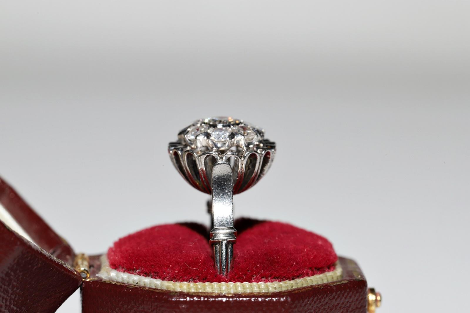 Handgefertigter Platinring mit natürlichem Diamant-Dekor, Vintage, ca. 1970er Jahre im Zustand „Gut“ im Angebot in Fatih/İstanbul, 34