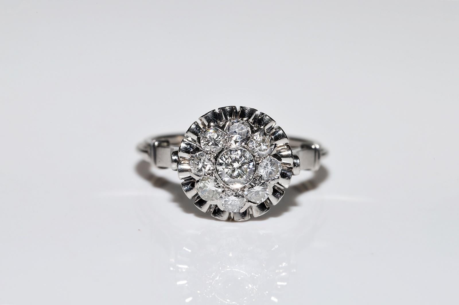 Handgefertigter Platinring mit natürlichem Diamant-Dekor, Vintage, ca. 1970er Jahre Damen im Angebot