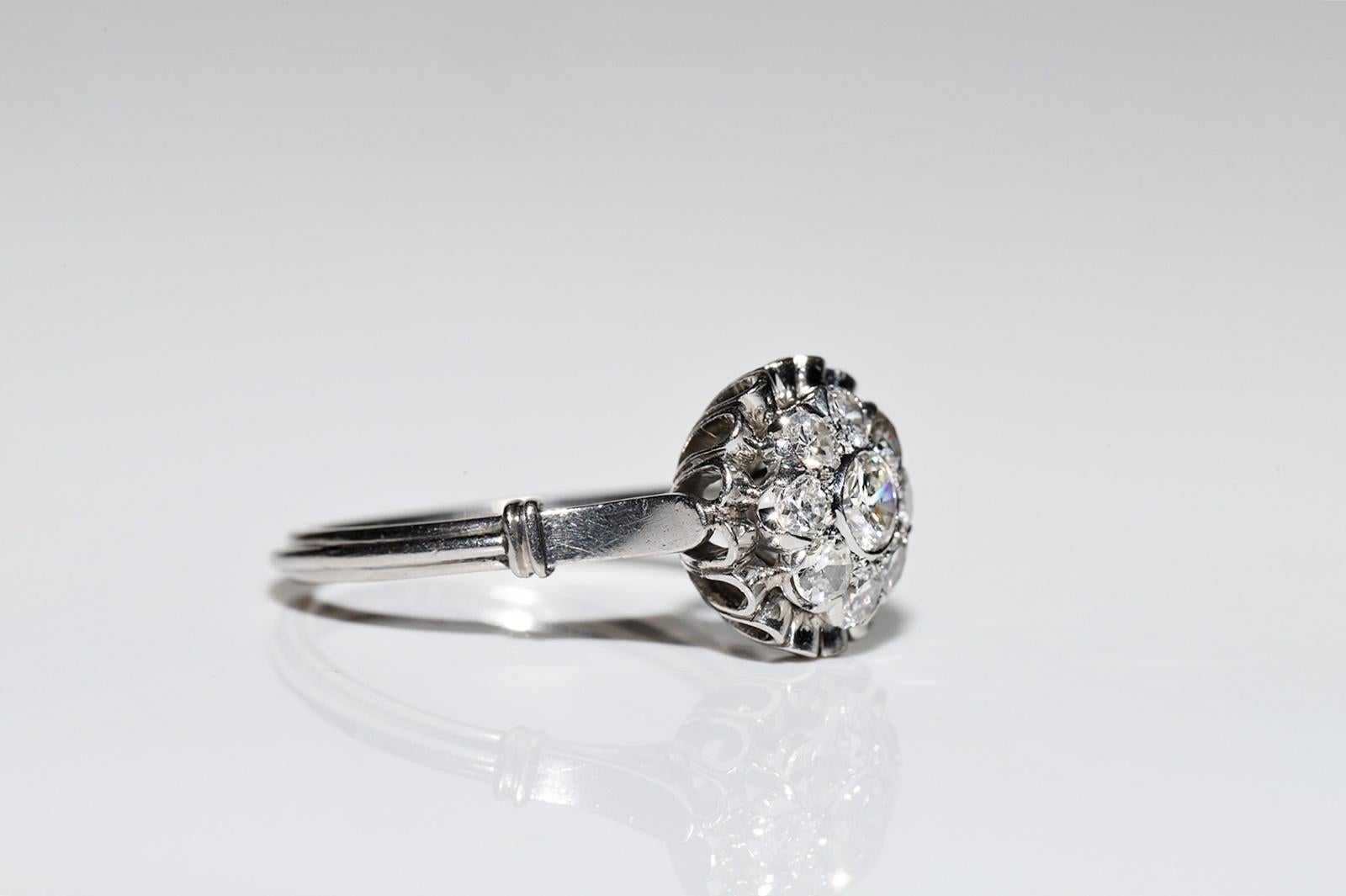 Handgefertigter Platinring mit natürlichem Diamant-Dekor, Vintage, ca. 1970er Jahre im Angebot 1