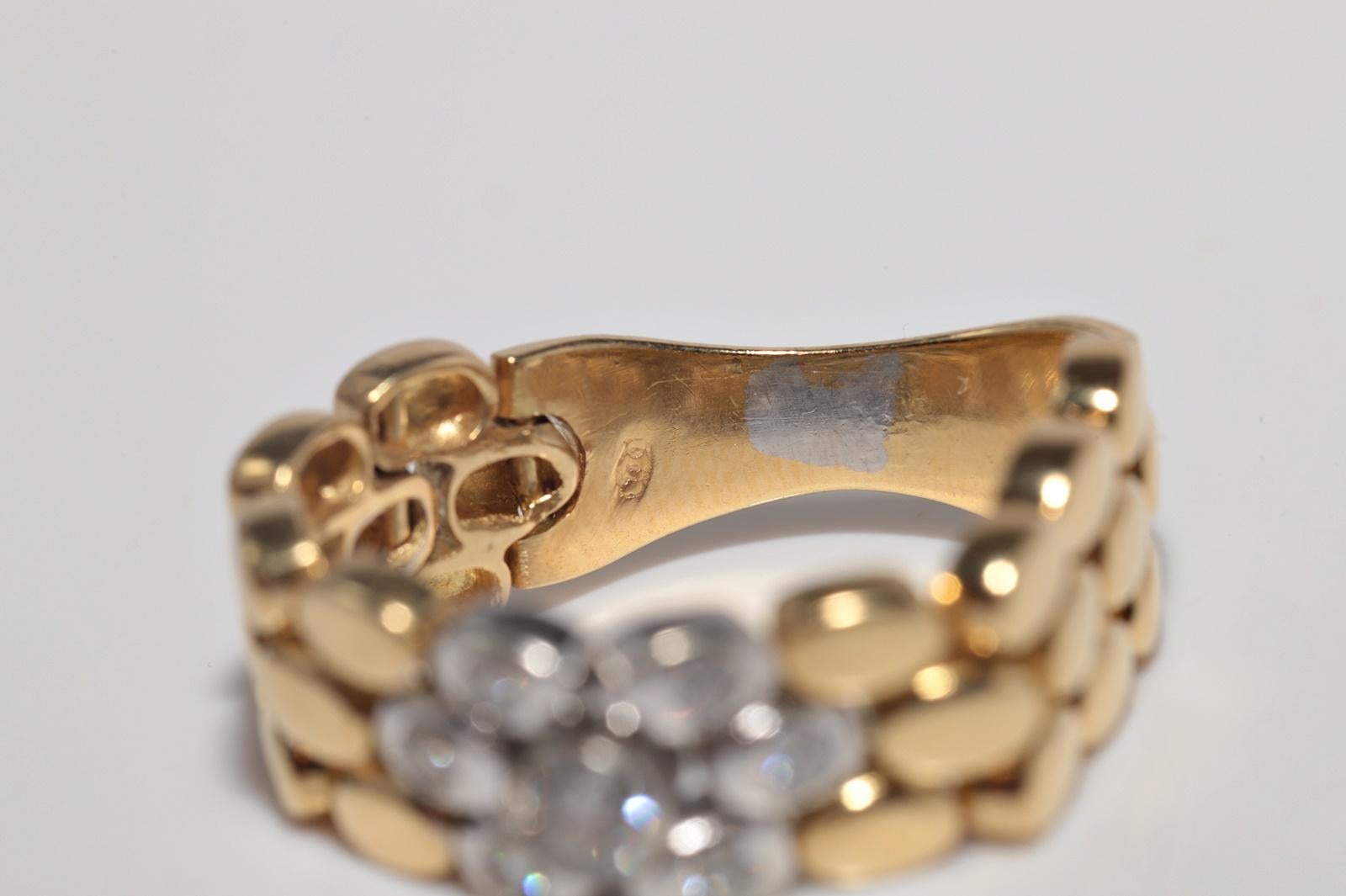 Vintage CIRCA 1970er Jahre handgefertigt 18k Gold natürlichen Diamanten Seil Stil Ring im Angebot 4