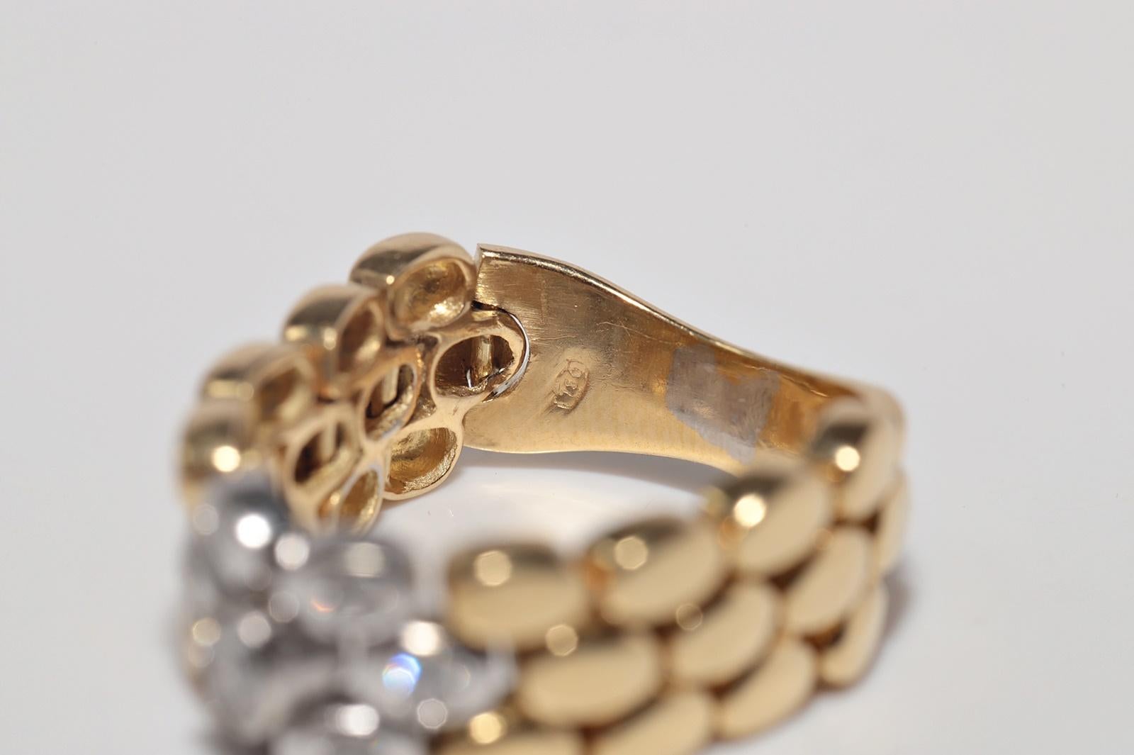 Vintage CIRCA 1970er Jahre handgefertigt 18k Gold natürlichen Diamanten Seil Stil Ring im Angebot 5