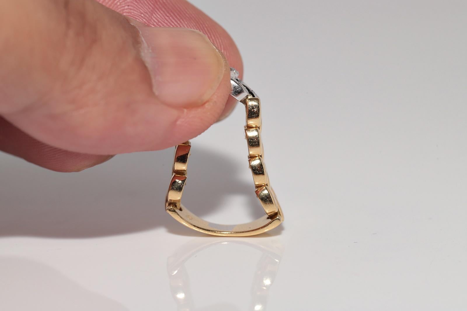 Vintage CIRCA 1970er Jahre handgefertigt 18k Gold natürlichen Diamanten Seil Stil Ring im Angebot 8