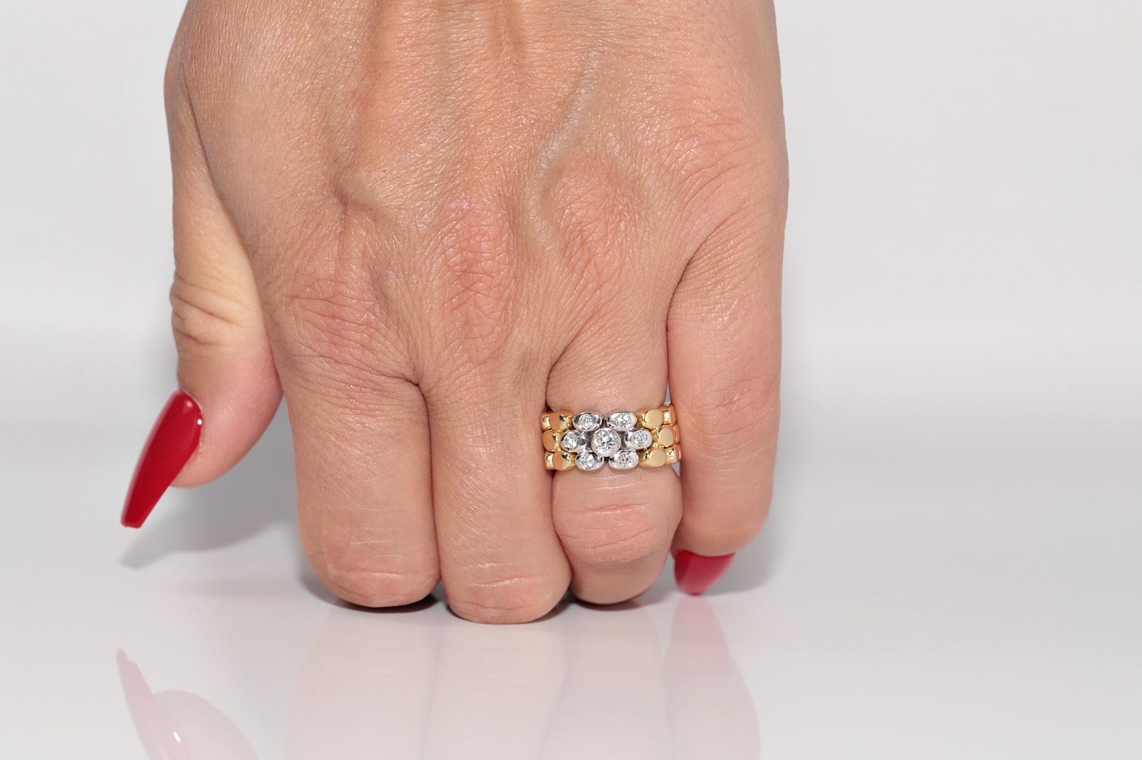 Vintage CIRCA 1970er Jahre handgefertigt 18k Gold natürlichen Diamanten Seil Stil Ring im Angebot 9
