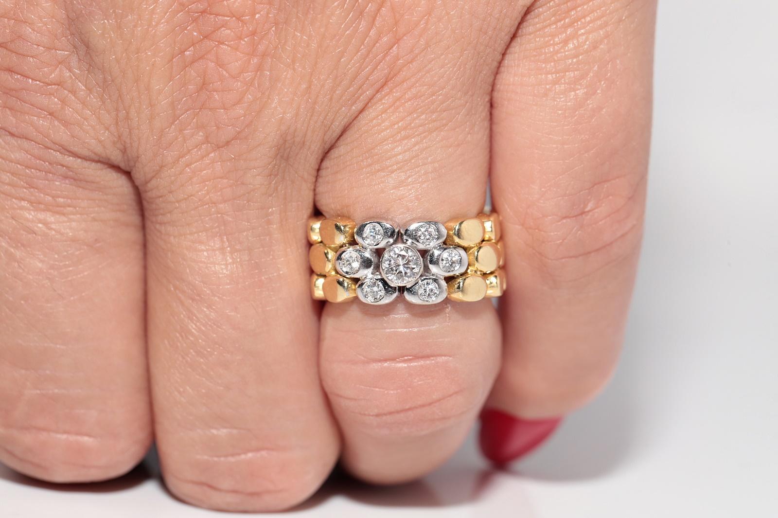 Vintage CIRCA 1970er Jahre handgefertigt 18k Gold natürlichen Diamanten Seil Stil Ring im Angebot 10