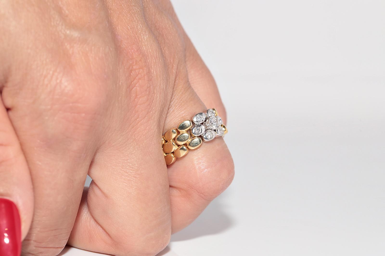 Vintage CIRCA 1970er Jahre handgefertigt 18k Gold natürlichen Diamanten Seil Stil Ring im Angebot 11