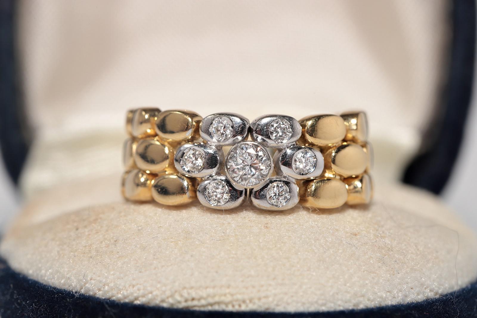 Vintage CIRCA 1970er Jahre handgefertigt 18k Gold natürlichen Diamanten Seil Stil Ring (Retro) im Angebot