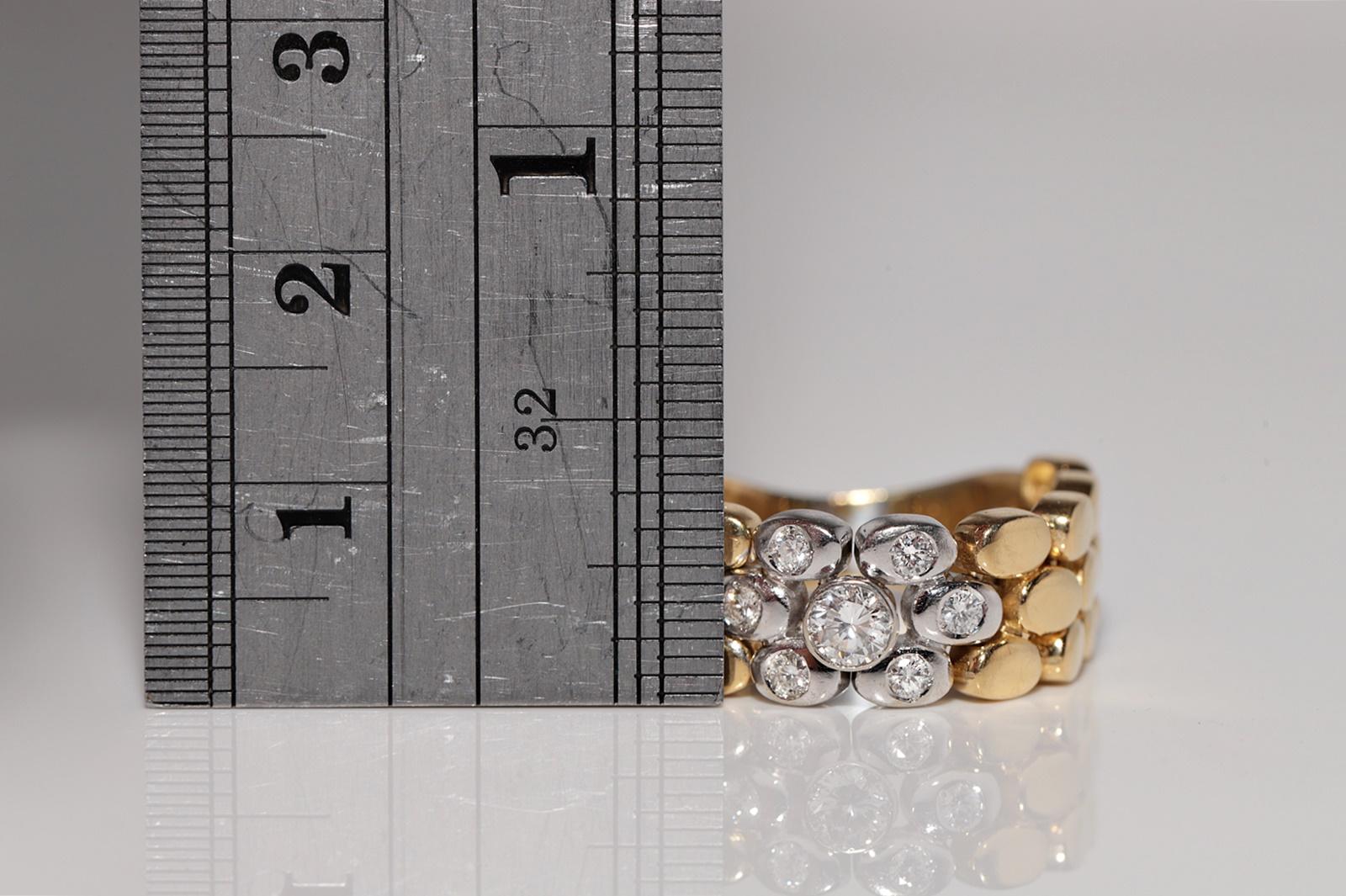 Vintage CIRCA 1970er Jahre handgefertigt 18k Gold natürlichen Diamanten Seil Stil Ring (Brillantschliff) im Angebot