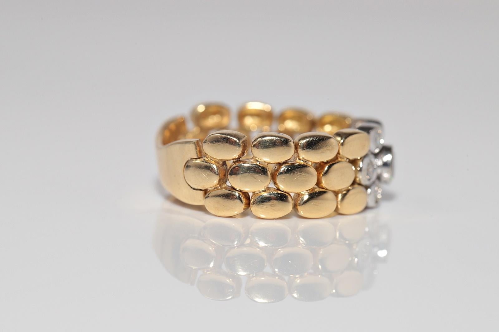 Vintage CIRCA 1970er Jahre handgefertigt 18k Gold natürlichen Diamanten Seil Stil Ring im Zustand „Gut“ im Angebot in Fatih/İstanbul, 34