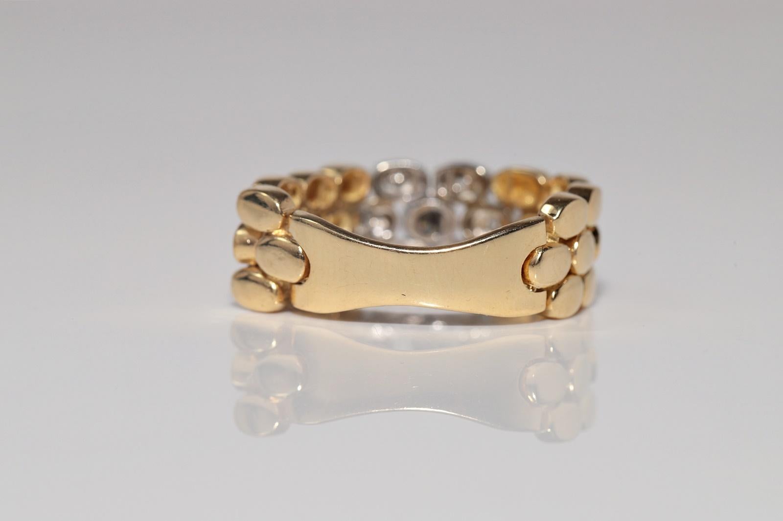Vintage CIRCA 1970er Jahre handgefertigt 18k Gold natürlichen Diamanten Seil Stil Ring Damen im Angebot