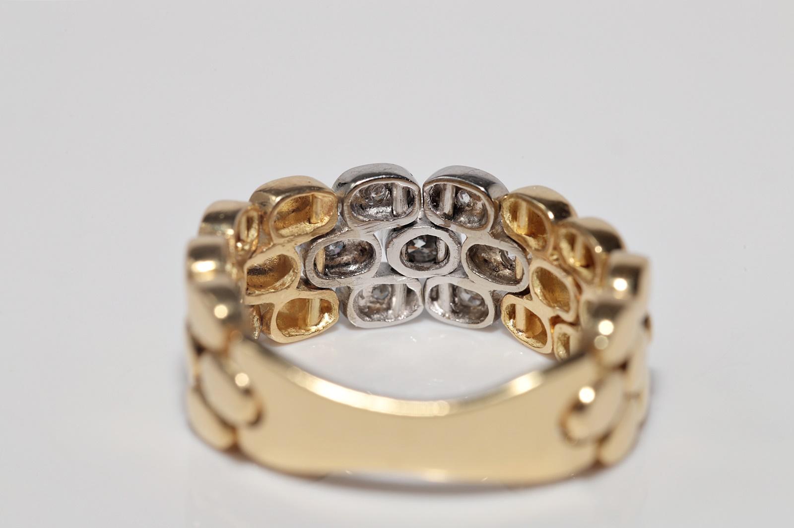 Vintage CIRCA 1970er Jahre handgefertigt 18k Gold natürlichen Diamanten Seil Stil Ring im Angebot 1