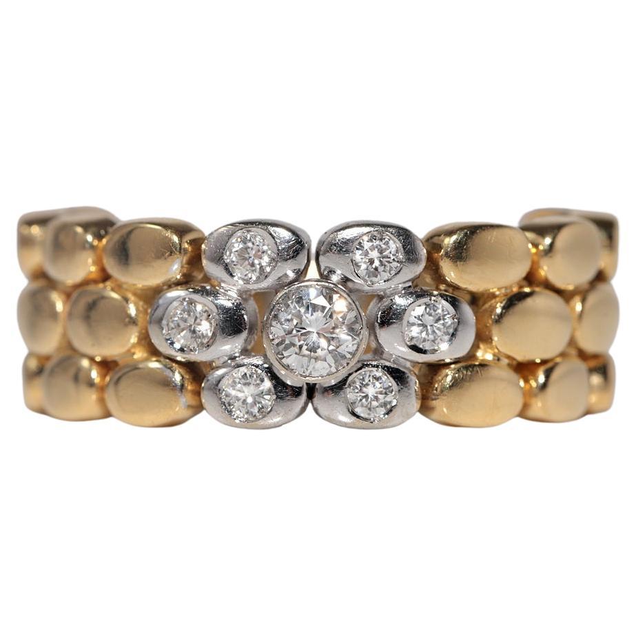 Vintage CIRCA 1970er Jahre handgefertigt 18k Gold natürlichen Diamanten Seil Stil Ring im Angebot