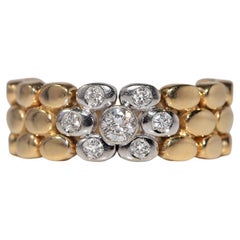 Vintage CIRCA 1970er Jahre handgefertigt 18k Gold natürlichen Diamanten Seil Stil Ring