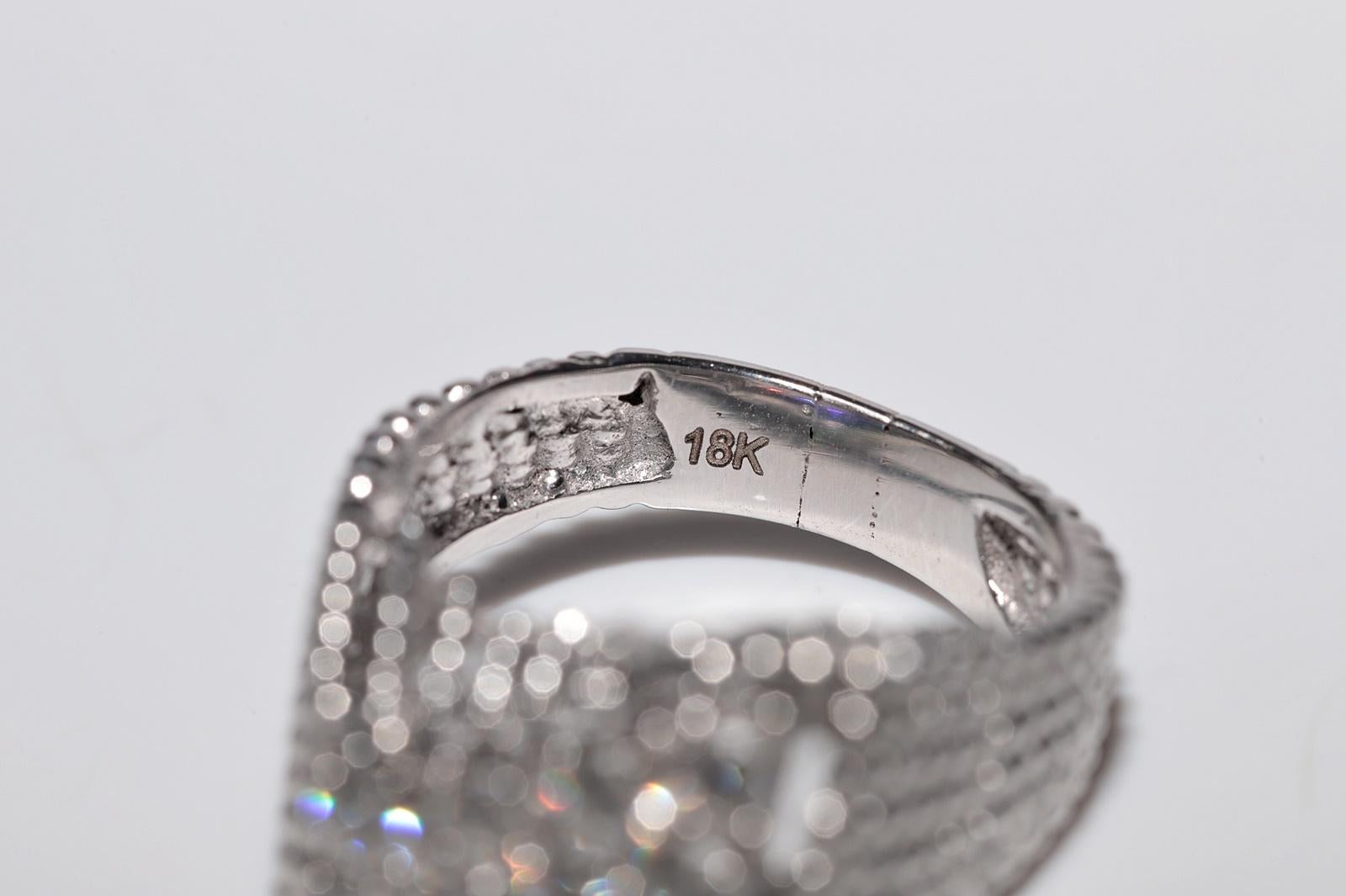 Vintage CIRCA 1970er Jahre Handgefertigt 18k Weißgold Natürlicher Diamant Starker Ring im Angebot 6