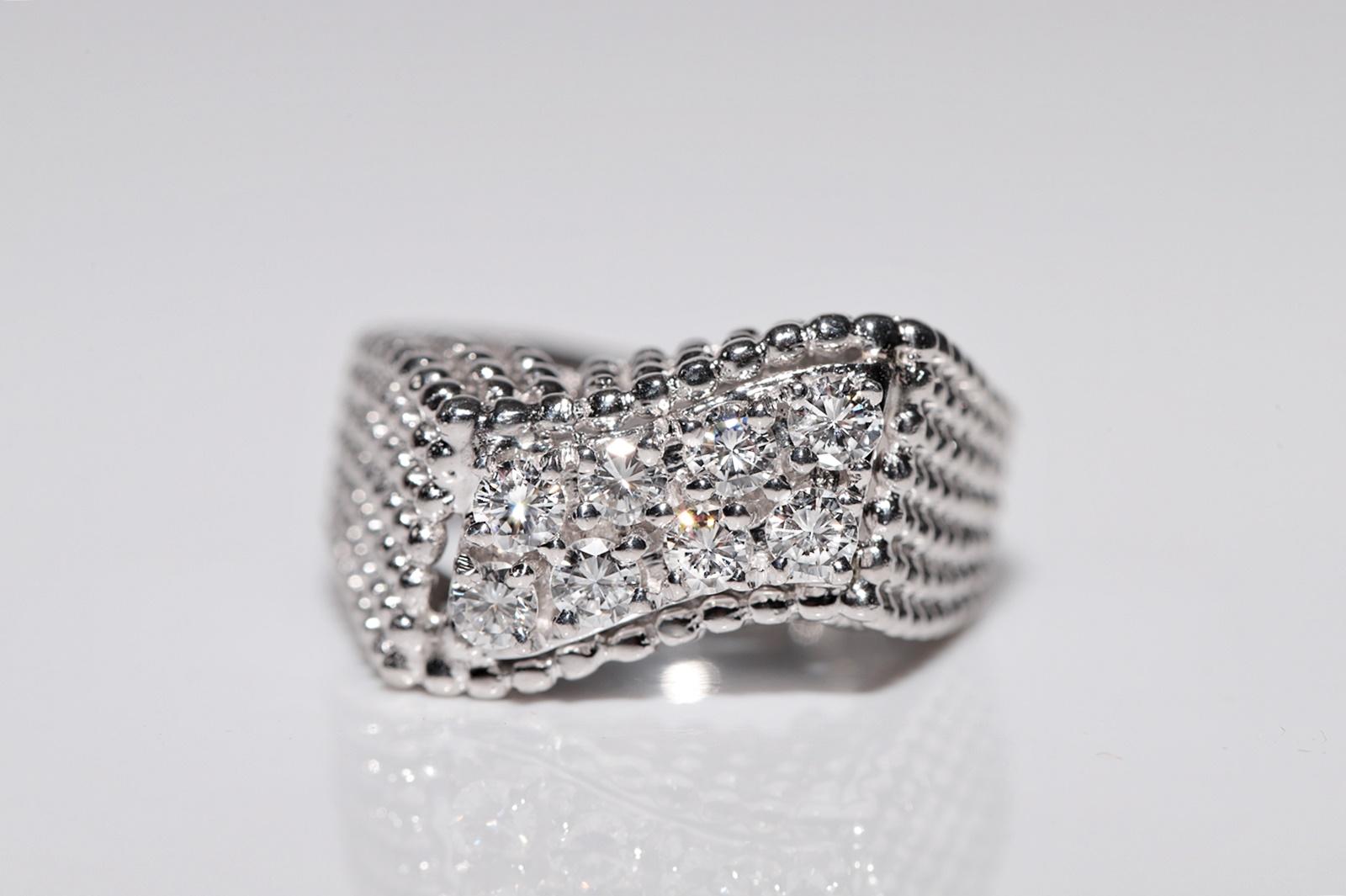Vintage CIRCA 1970er Jahre Handgefertigt 18k Weißgold Natürlicher Diamant Starker Ring (Retro) im Angebot