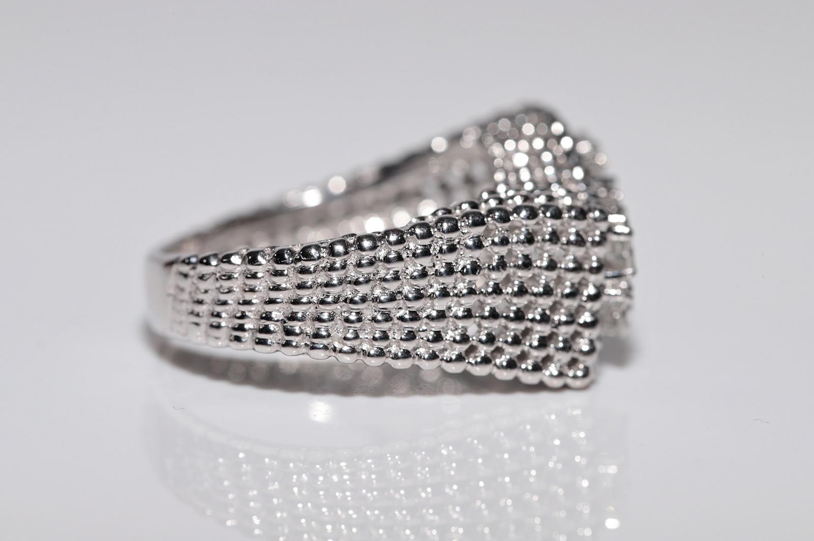 Vintage CIRCA 1970er Jahre Handgefertigt 18k Weißgold Natürlicher Diamant Starker Ring im Zustand „Gut“ im Angebot in Fatih/İstanbul, 34