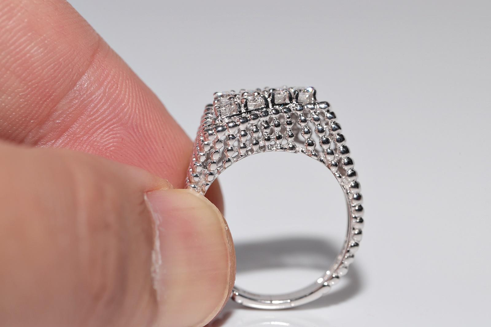 Vintage CIRCA 1970er Jahre Handgefertigt 18k Weißgold Natürlicher Diamant Starker Ring Damen im Angebot