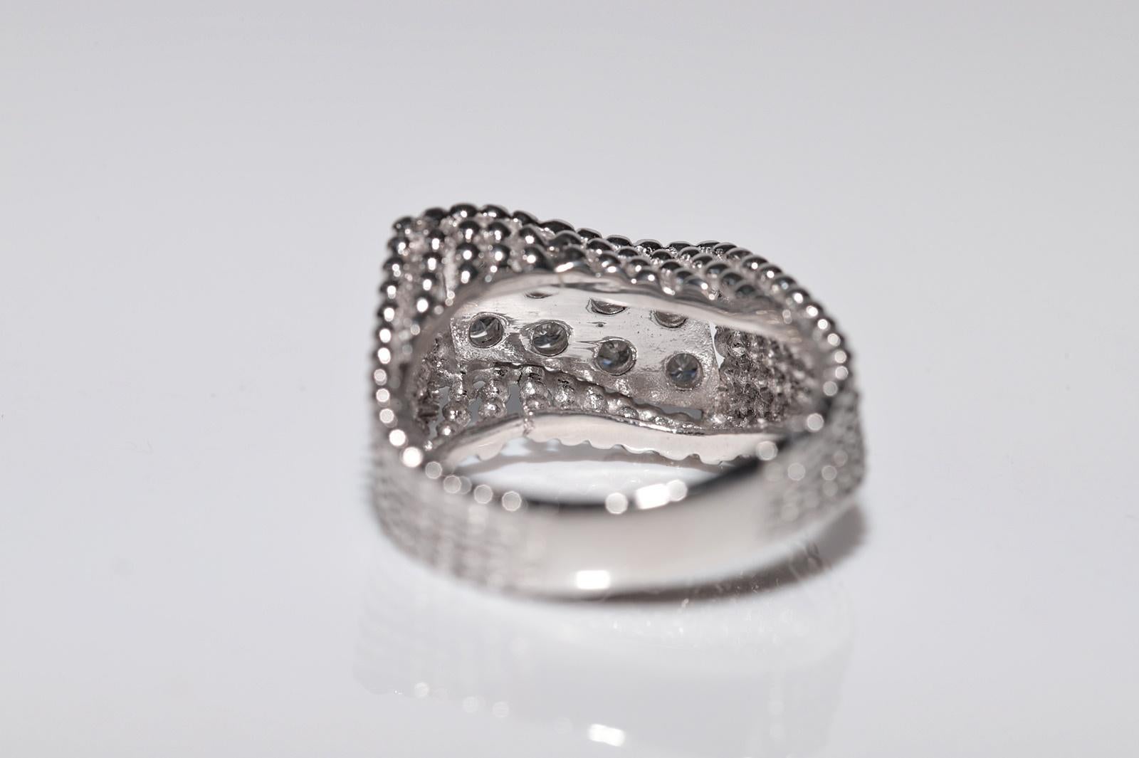 Vintage CIRCA 1970er Jahre Handgefertigt 18k Weißgold Natürlicher Diamant Starker Ring im Angebot 1