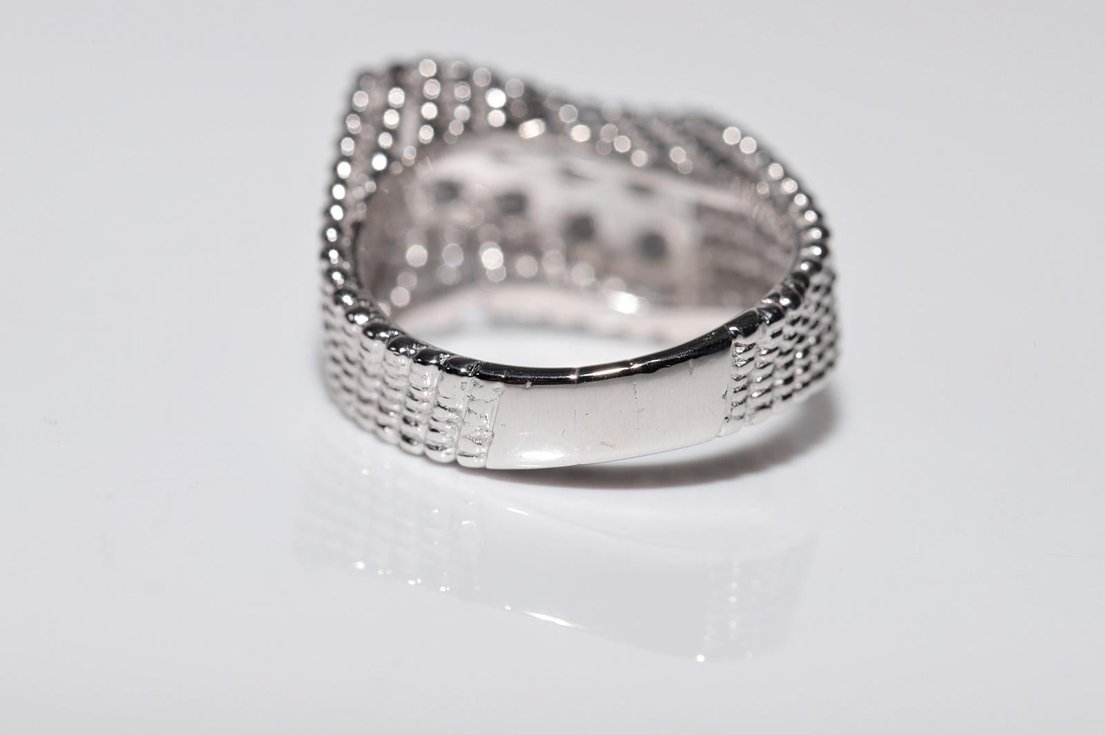 Vintage CIRCA 1970er Jahre Handgefertigt 18k Weißgold Natürlicher Diamant Starker Ring im Angebot 2