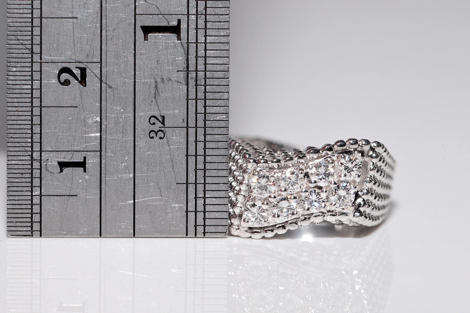 Vintage CIRCA 1970er Jahre Handgefertigt 18k Weißgold Natürlicher Diamant Starker Ring im Angebot 3