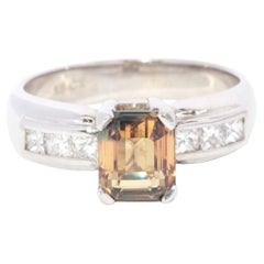 Vintage Circa 1970s Parti Sapphire & Diamond Ring 18 Carat White Gold