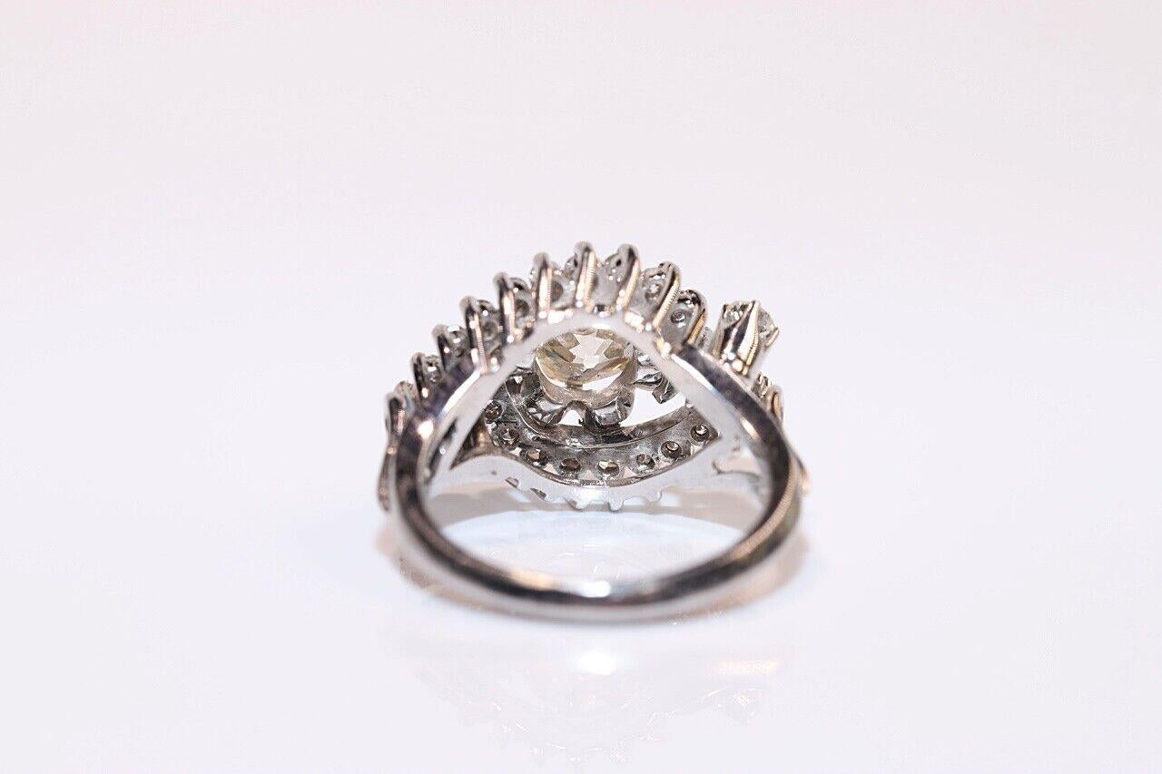 Old Mine Cut Vintage Circa 1970s Platinum Natural Diamond Decorated Ring  For Sale