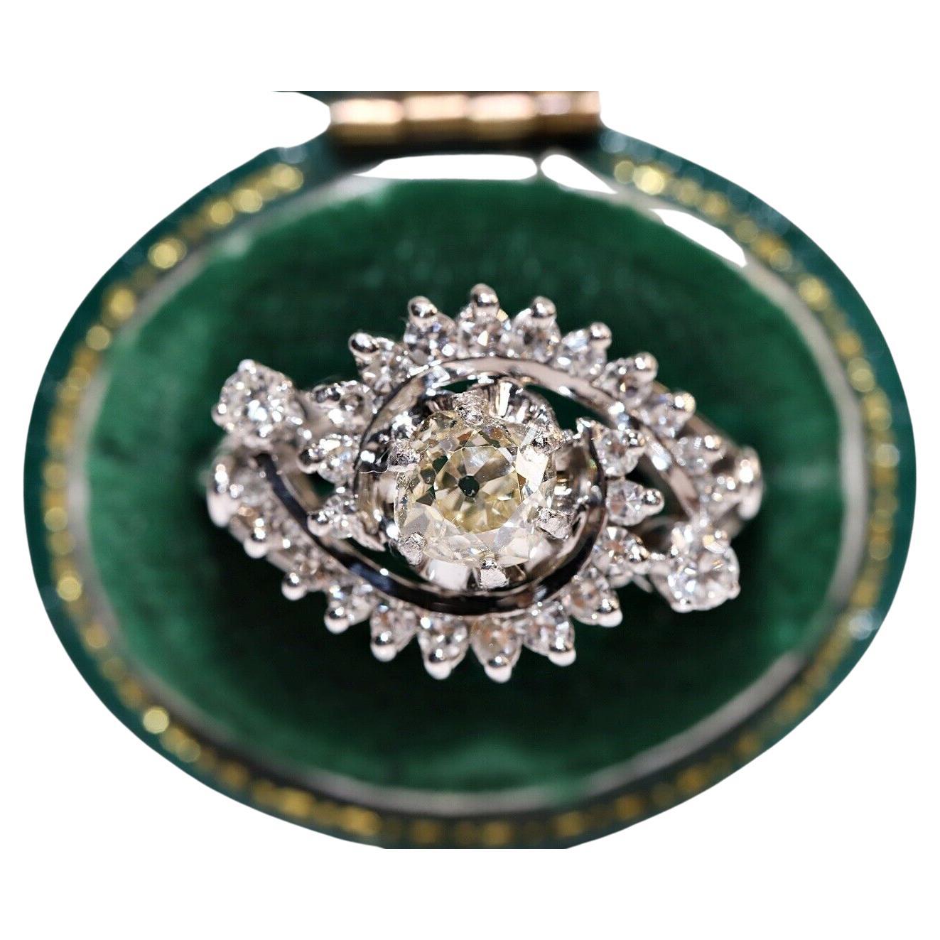Vintage Circa 1970s Platinum Natural Diamond Decorated Ring  For Sale