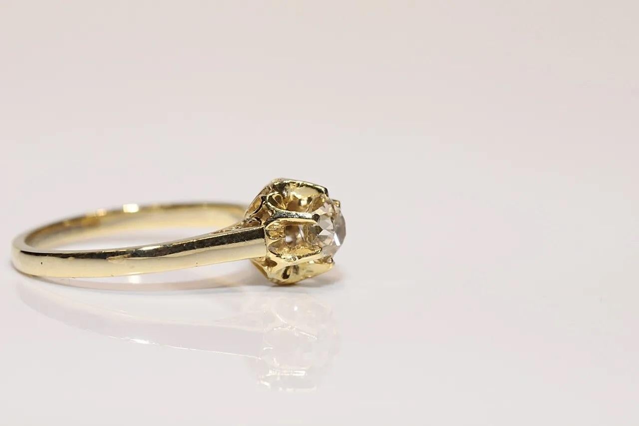 Vintage Circa 1970er Jahre Platin Natürlicher Altschliff Diamant Dekorierter Solitär Ring (Retro) im Angebot