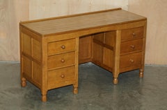 VINTAGE CIRCA 1970's ROBERT MOUSEMAN THOMPSON ENGLISH PEDESTAL DESK ADAZED TOP