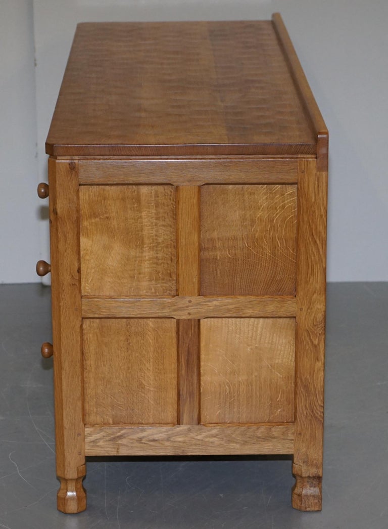 Vintage circa 1970s Robert Thompson Mouseman Oak Kneehole Desk Dressing