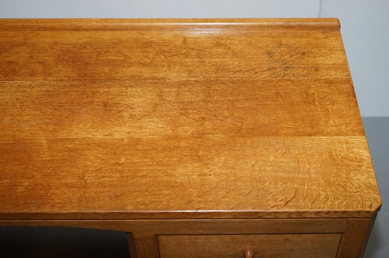 Vintage circa 1970s Robert Thompson Mouseman Oak Kneehole Desk Dressing