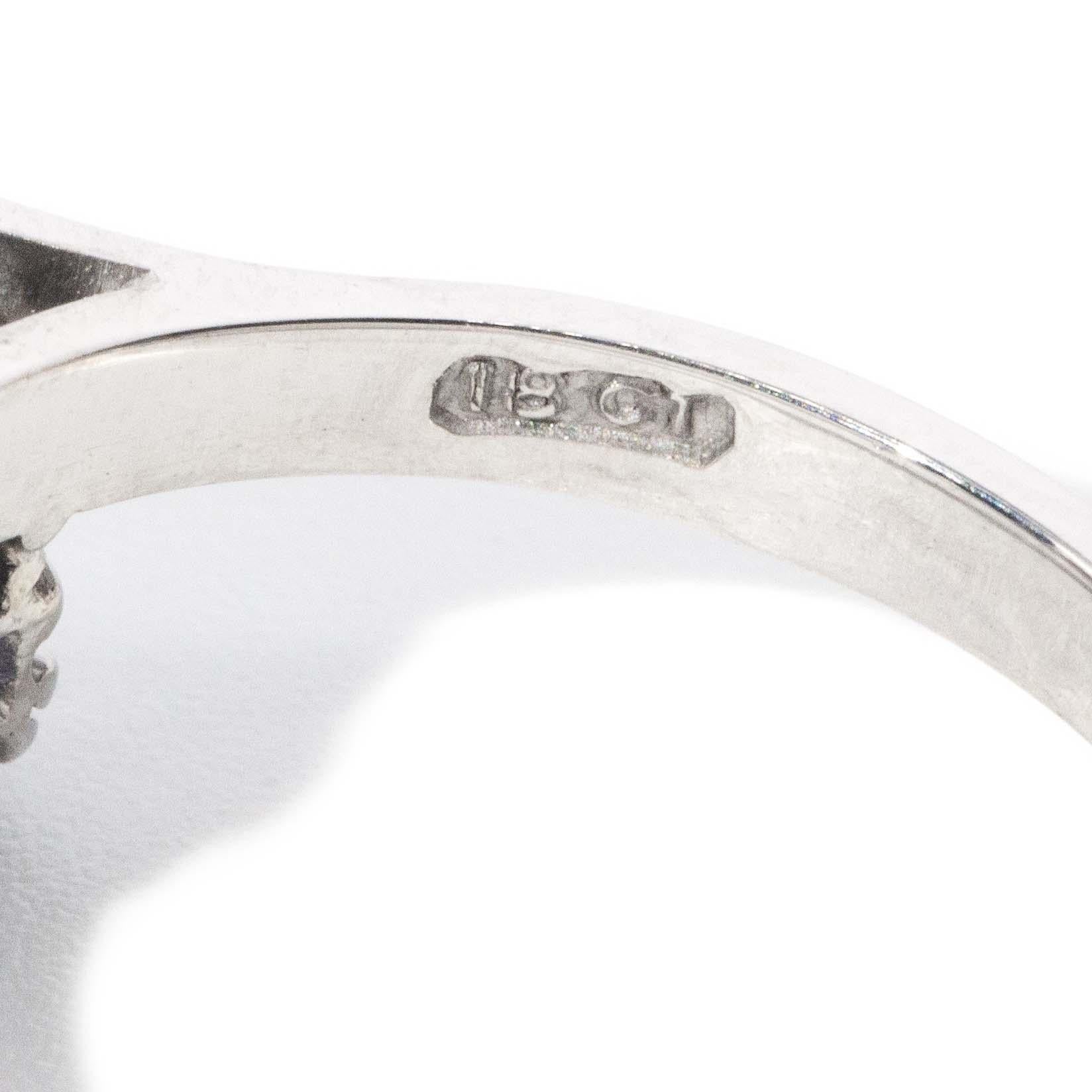 Vintage Circa 1970s Anillo Gemelo Tanzanita Diamante Oro Blanco 18 Quilates en venta 5