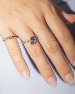 Vintage Circa 1970s Twin Tanzanite Diamond Ring 18 Carat White Gold
