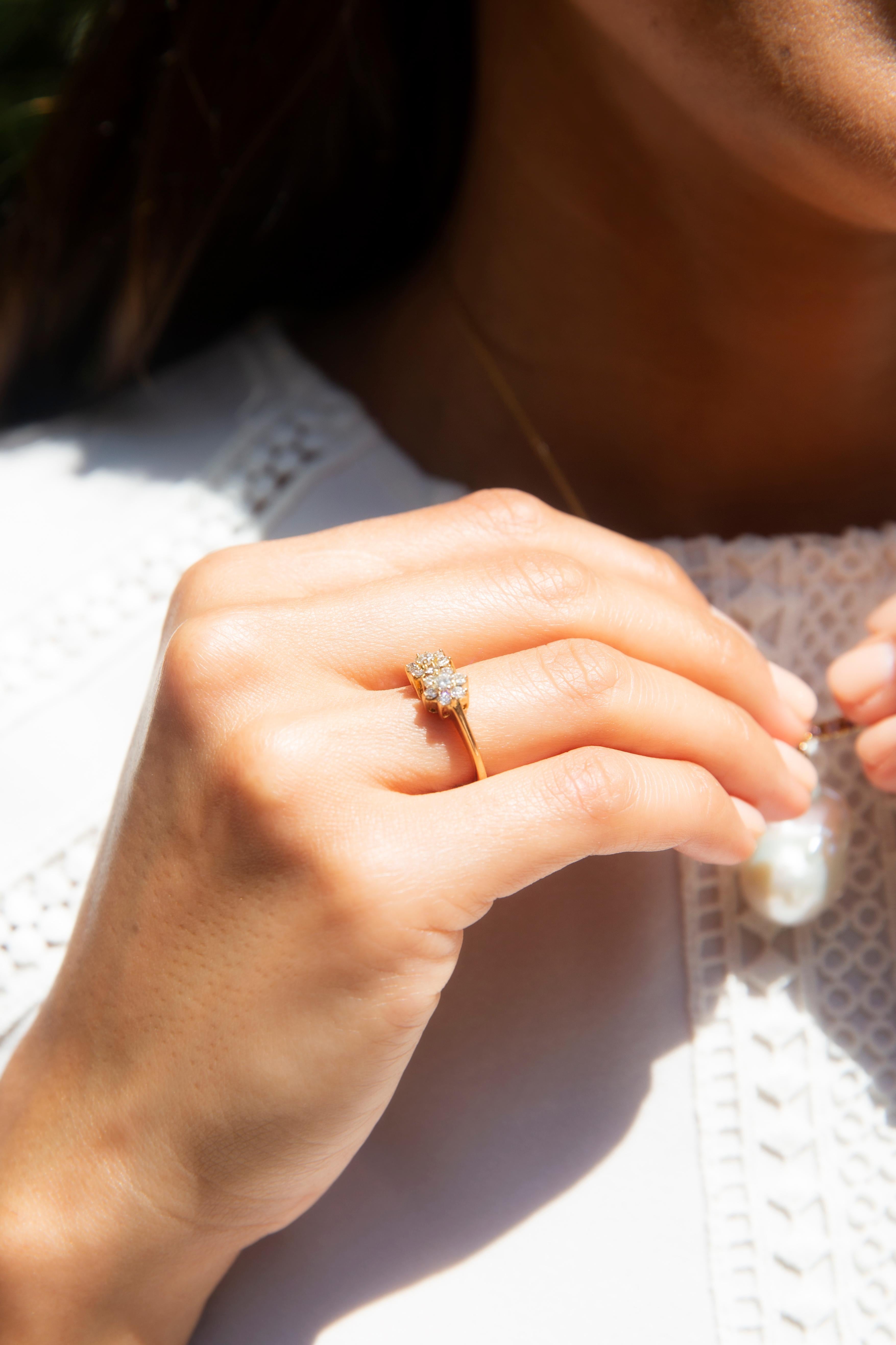 When one perfect statement of love is not enough to express eternal devotion. Sweetly crafted in 18 carat gold, The Nicole Ring is twice the sparkle, double the joy and two times the charm. Her bouquet of two is for you and yours.

The Nicole Ring