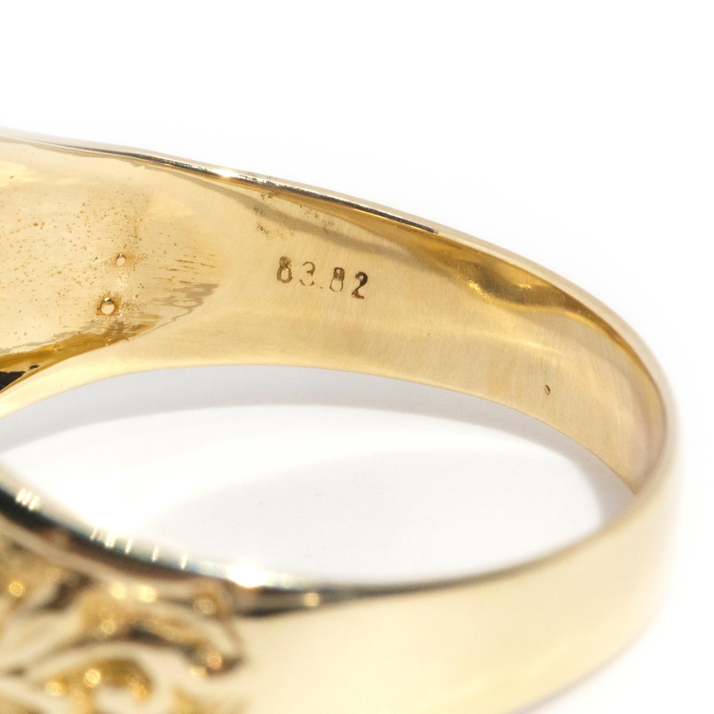 Vintage um 1980 14 Karat Gelb- und Weißgold Römisch-inspirierter Siegelring 6