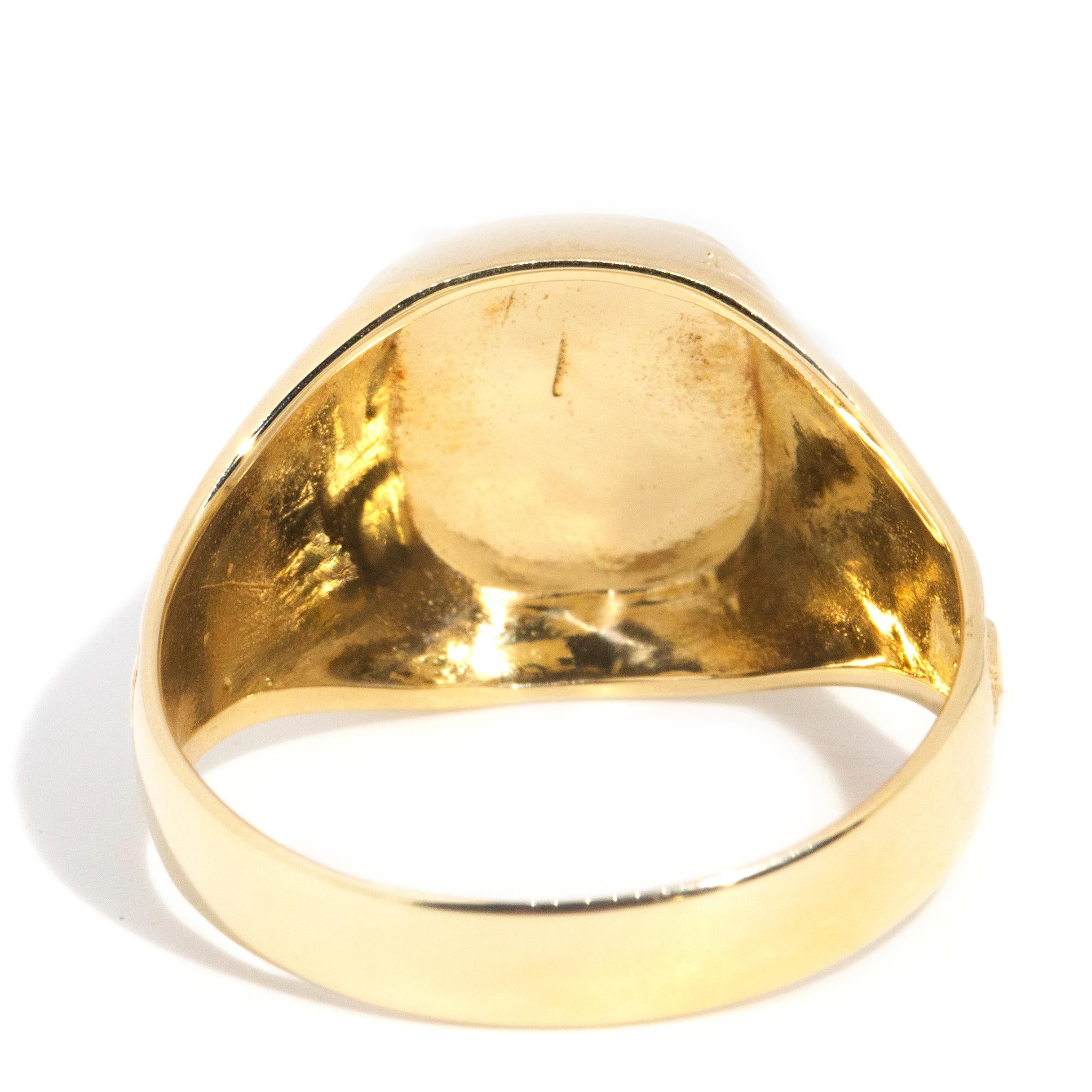 Vintage um 1980 14 Karat Gelb- und Weißgold Römisch-inspirierter Siegelring 4