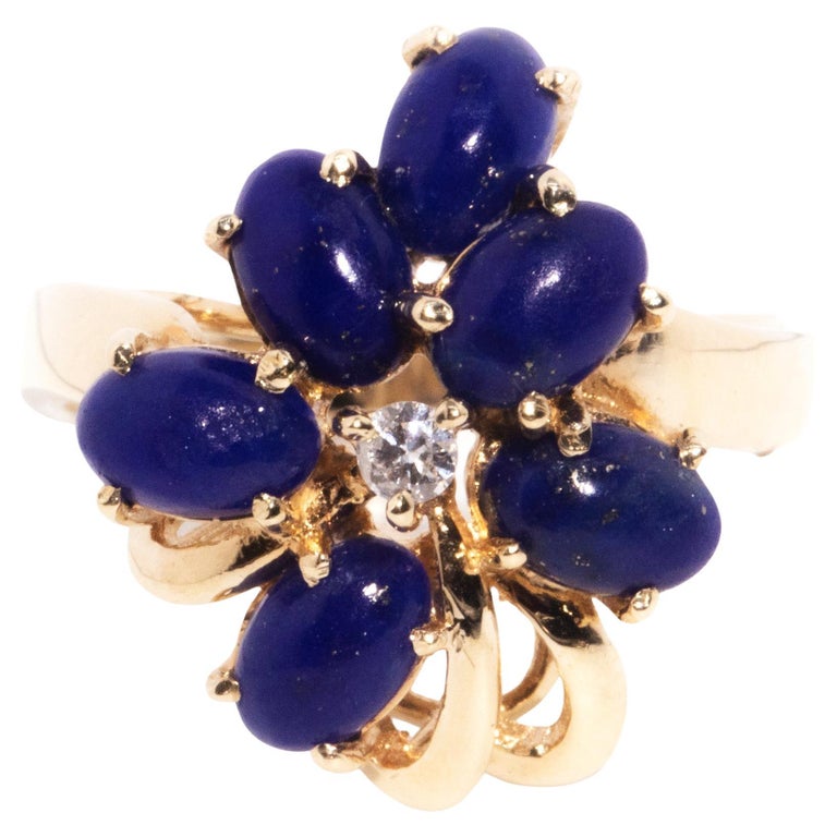 Bague Vintage Argent 925 – Tanzanite – Taille UK S / US 9 – Années 1980