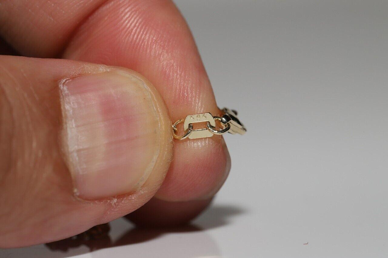 Vintage Circa 1980er Jahre 14k Gold Handgefertigte Halskette mit natürlichem Diamant-Deko-Anhänger, Vintage im Angebot 3