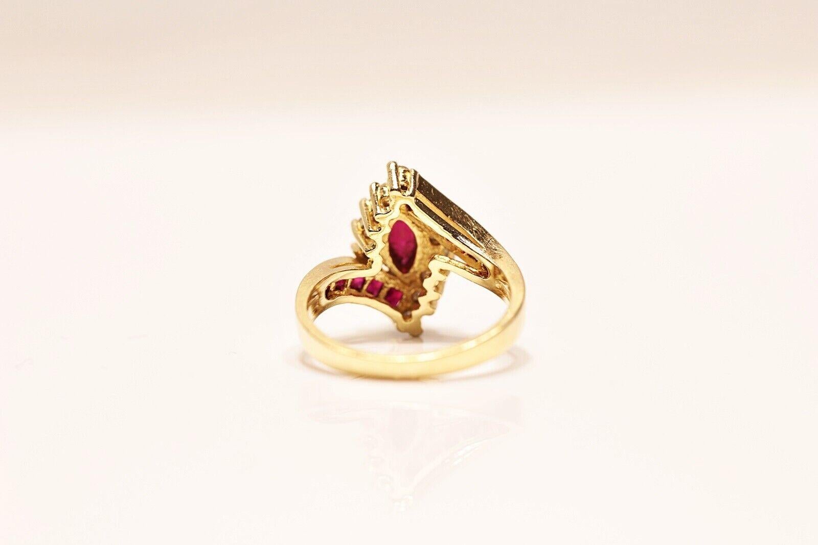Women's Vintage Circa 1980s 14k Gold Natural Diamond And Caliber Ruby Decorated Ring  For Sale