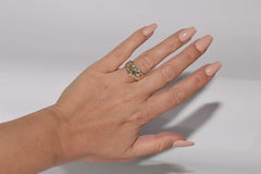 Vintage Circa 1980s 14k Gold Natural Diamond And Emerald Decorated Ring