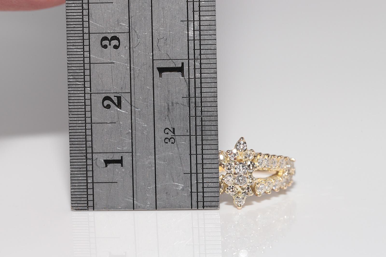 Vintage Circa 1980s 14k Gold Natural Diamond And Navette Ring For Sale 4