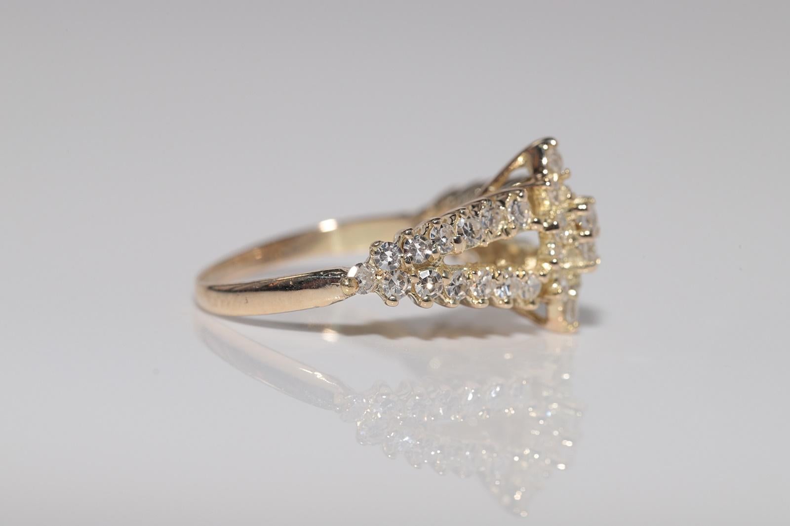 Vintage CIRCA 1980s 14k Gold Natürlicher Diamant und Navette Ring Damen im Angebot