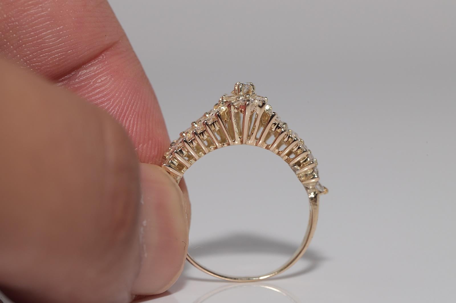 Vintage Circa 1980s 14k Gold Natural Diamond And Navette Ring For Sale 1