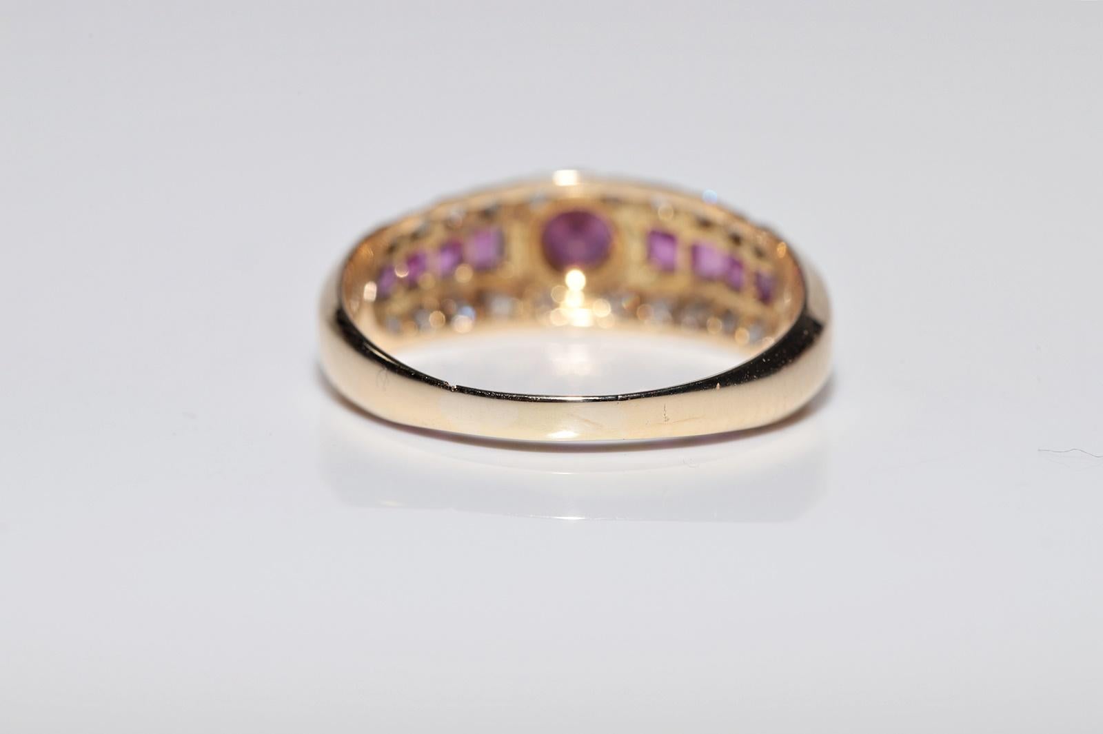 Vintage Circa 1980er Jahre 14k Gold Natürlicher Diamant und Rubin Dekorierter Ring im Angebot 3