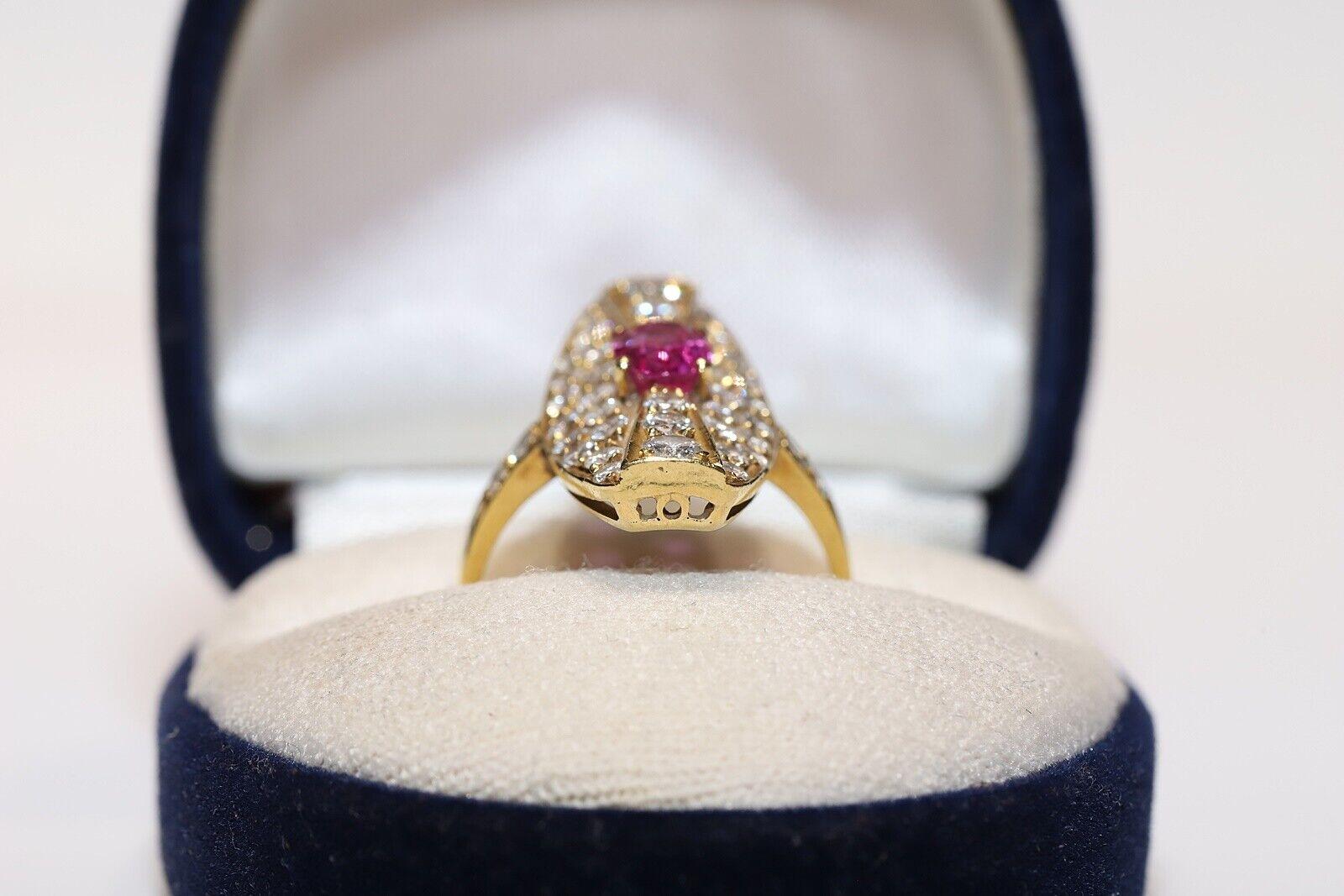 In very good condition.
Total weight is 5.2 grams.
Totally is brilliant about 0.60 carat.
Totally is ruby 1.20 carat.
Ring size is US 6.25 .
Box is not included.
Please contact for any questions.