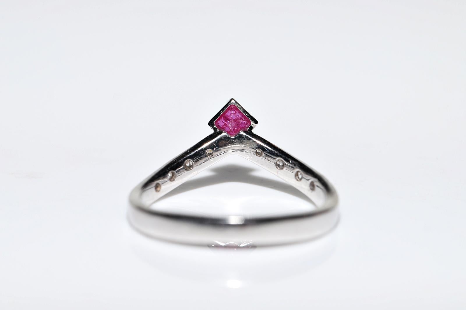 Anello decorato con diamanti naturali e rubini in oro 14k, CIRCA 1980 in vendita 9